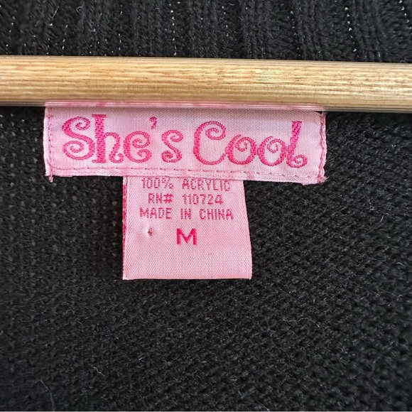 She’s Cool Y2K Knit Sweater Mini Dress. Size: Medium. Color: Black. - Picture 3 of 5